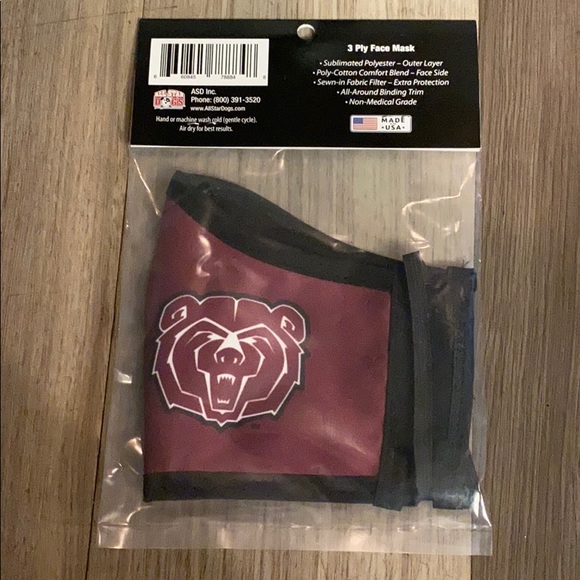 ✅ BRAND NEW SEALED Missouri State Bears Face Mask - Picture 2 of 6